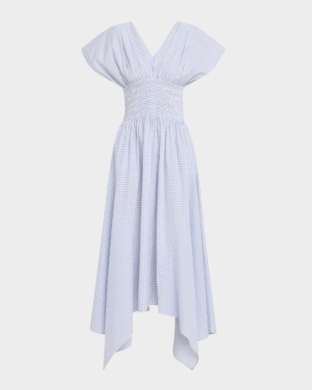 Serrito Smocked Handkerchief Midi Dress